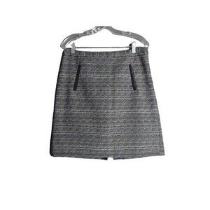 Ann Taylor Loft Outlet Pencil Skirt Black/White Print Zip W/Pockets Lined Size 8